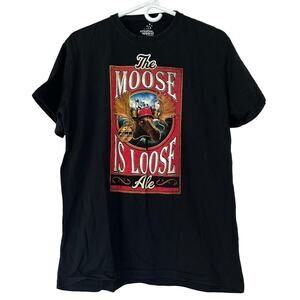 Men’s Creative Apparel Moose is loose brewing beer Ale graphic logo T-shirt S